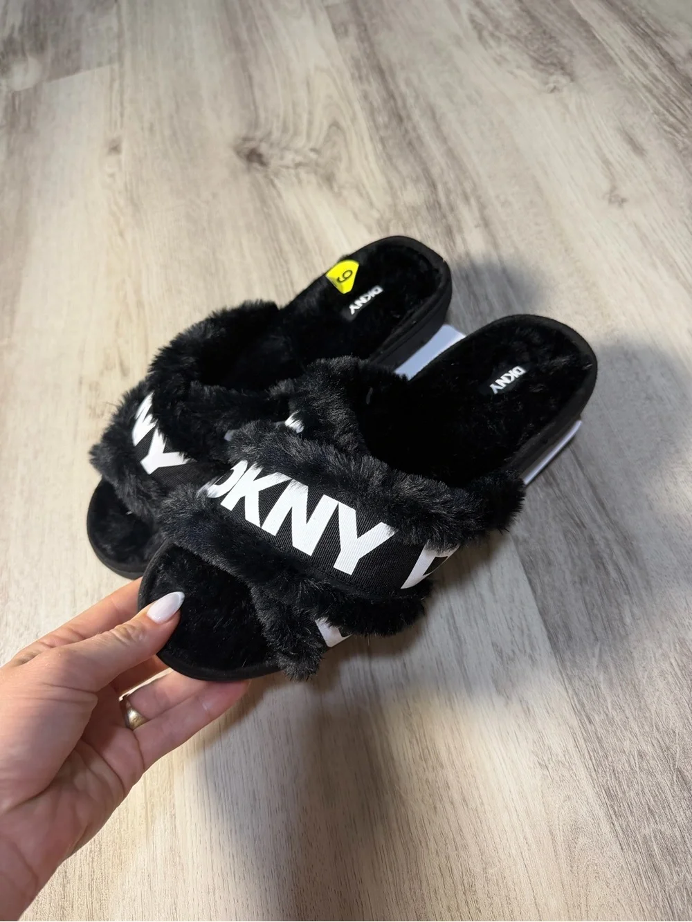 Dkny Black Faux-Fur Logo Slide Sandals for Kids
